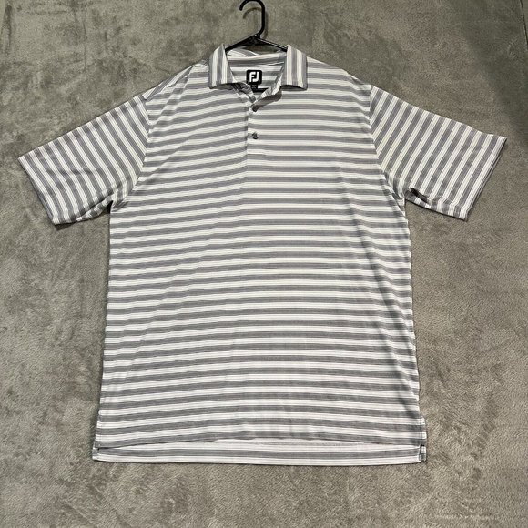 FootJoy Other - FootJoy Golf Polo Shirt Men's XL White Striped Short Sleeve Lightweight Shirt